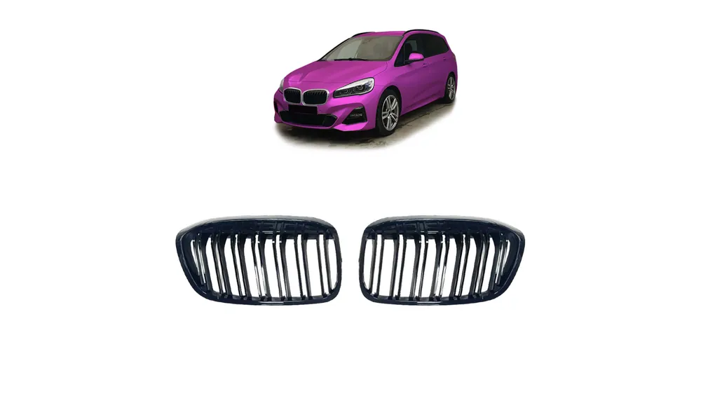 Bezpieczna płatność - Grill BMW 2 F45 F46 Facelift podwójne żeberka Gloss Black